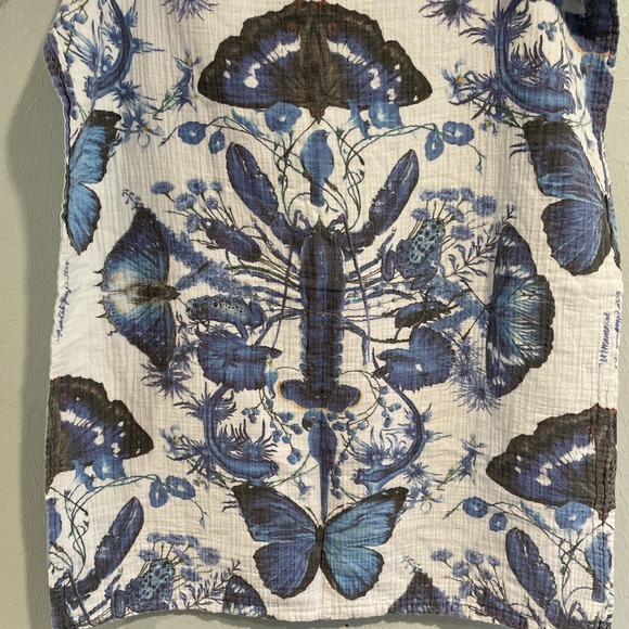 Blue Lobster Ultramarine Nalani Asha Art Tea Towel Small Lap Baby‎ Blanket - Picture 2 of 5